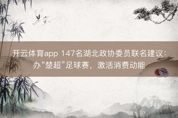 開云體育app 147名湖北政協委員聯名建議：辦“楚超”足球賽，激活消費動能